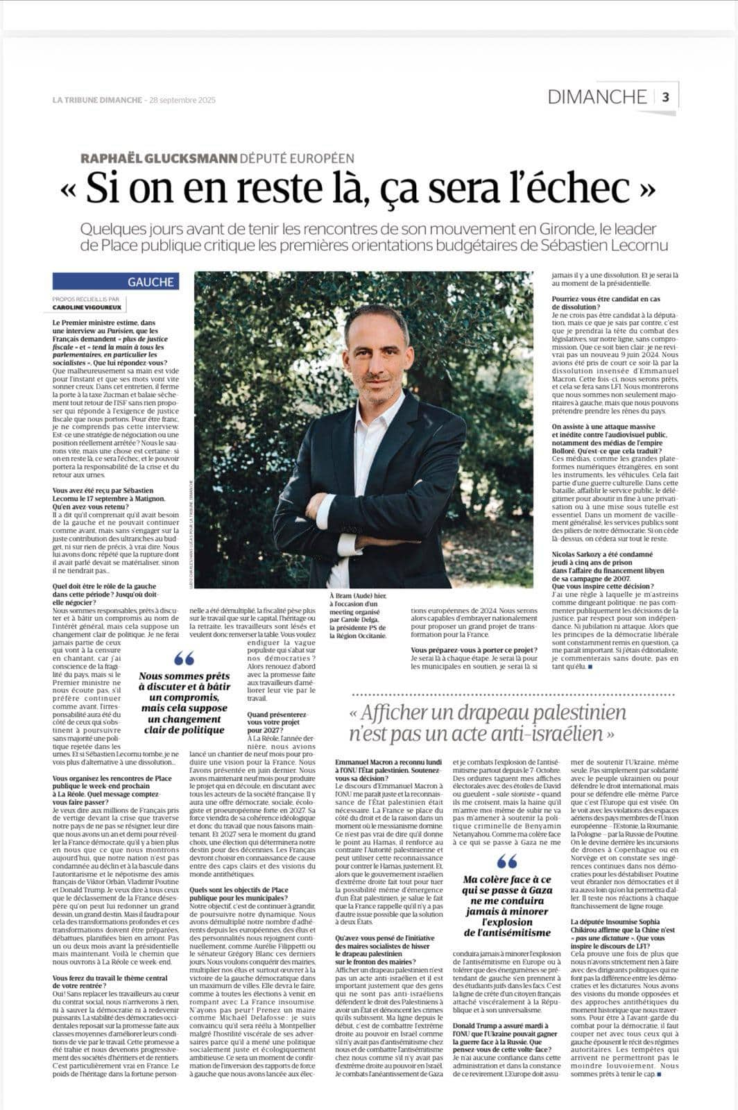 Raphaël GLUCKSMANN à la veille des rencontres de LA RÉOLE